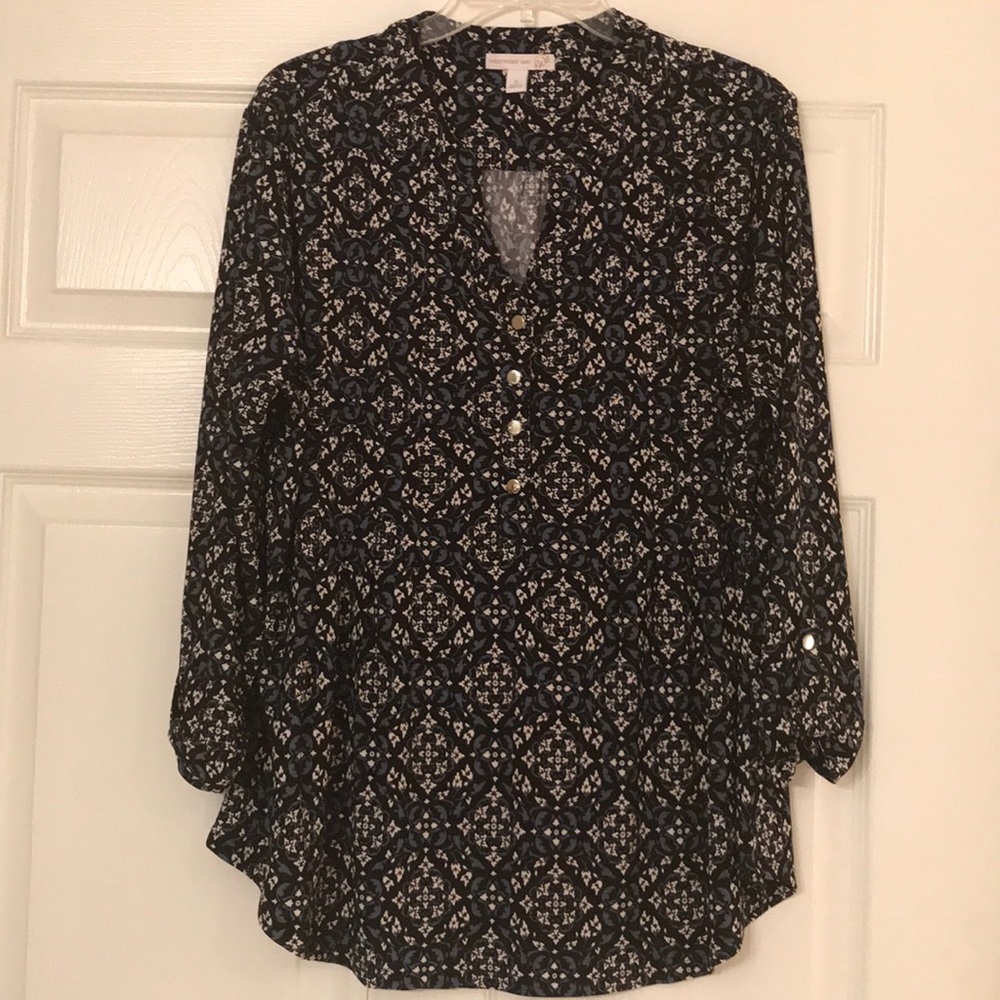 Navy Floral Top